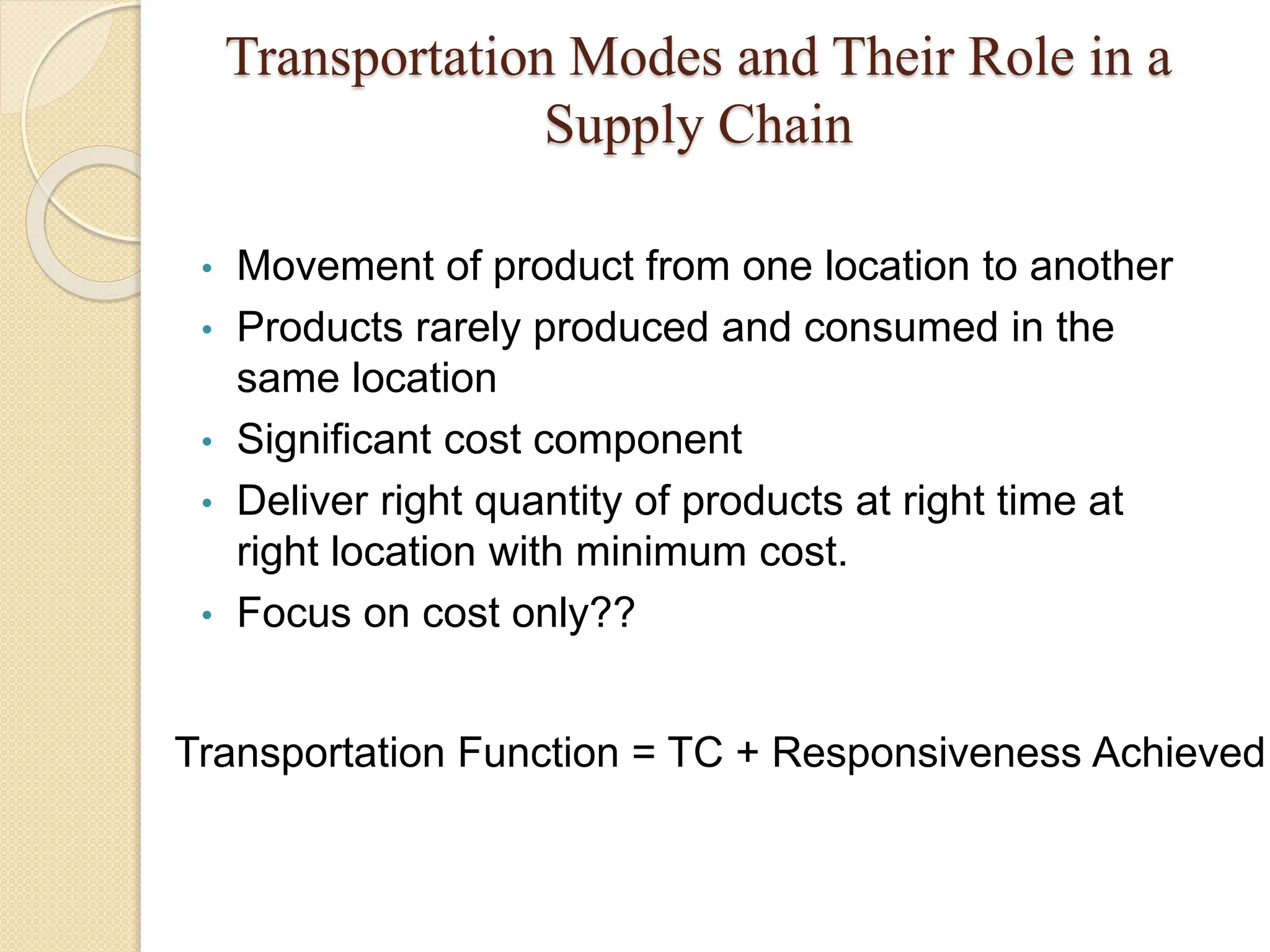 Transportation in Supply chain management | PPTX