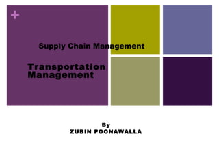 +
Supply Chain Management
Transportation
Management
By
ZUBIN POONAWALLA
 