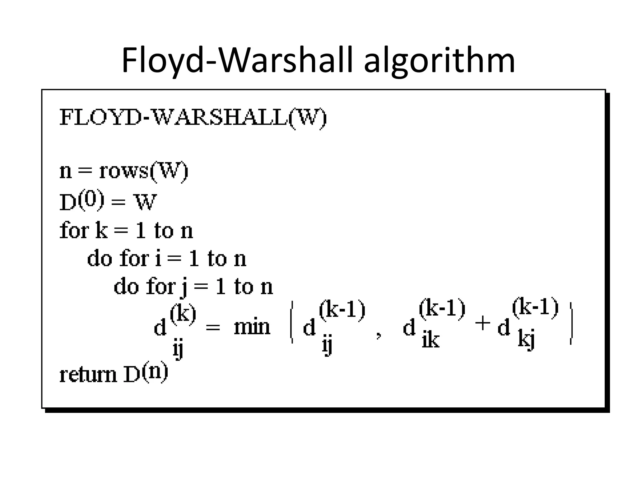 Floyd-Warshall algorithm
 