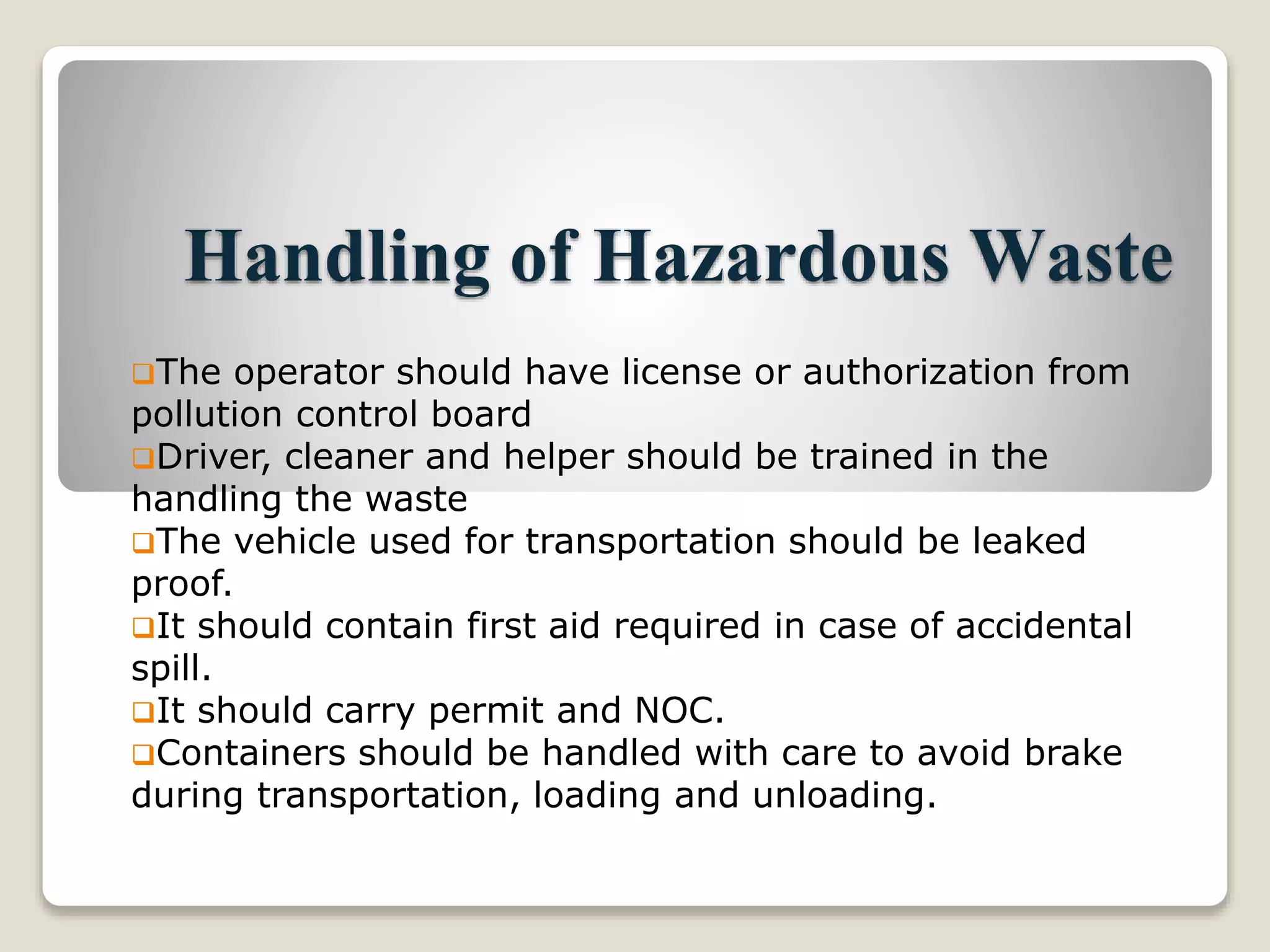 Transportation of hazardous waste | PPTX