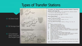 Types of Transfer Stations
 A) Direct-load
 B) Storage-load
 C)Combined-
direct load and
discharged load
 