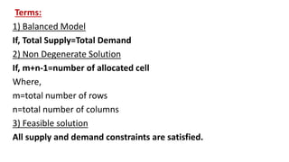 Transportation Method Operation Research