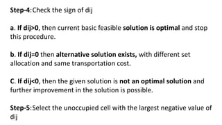 Transportation Method Operation Research