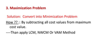 Transportation Method Operation Research