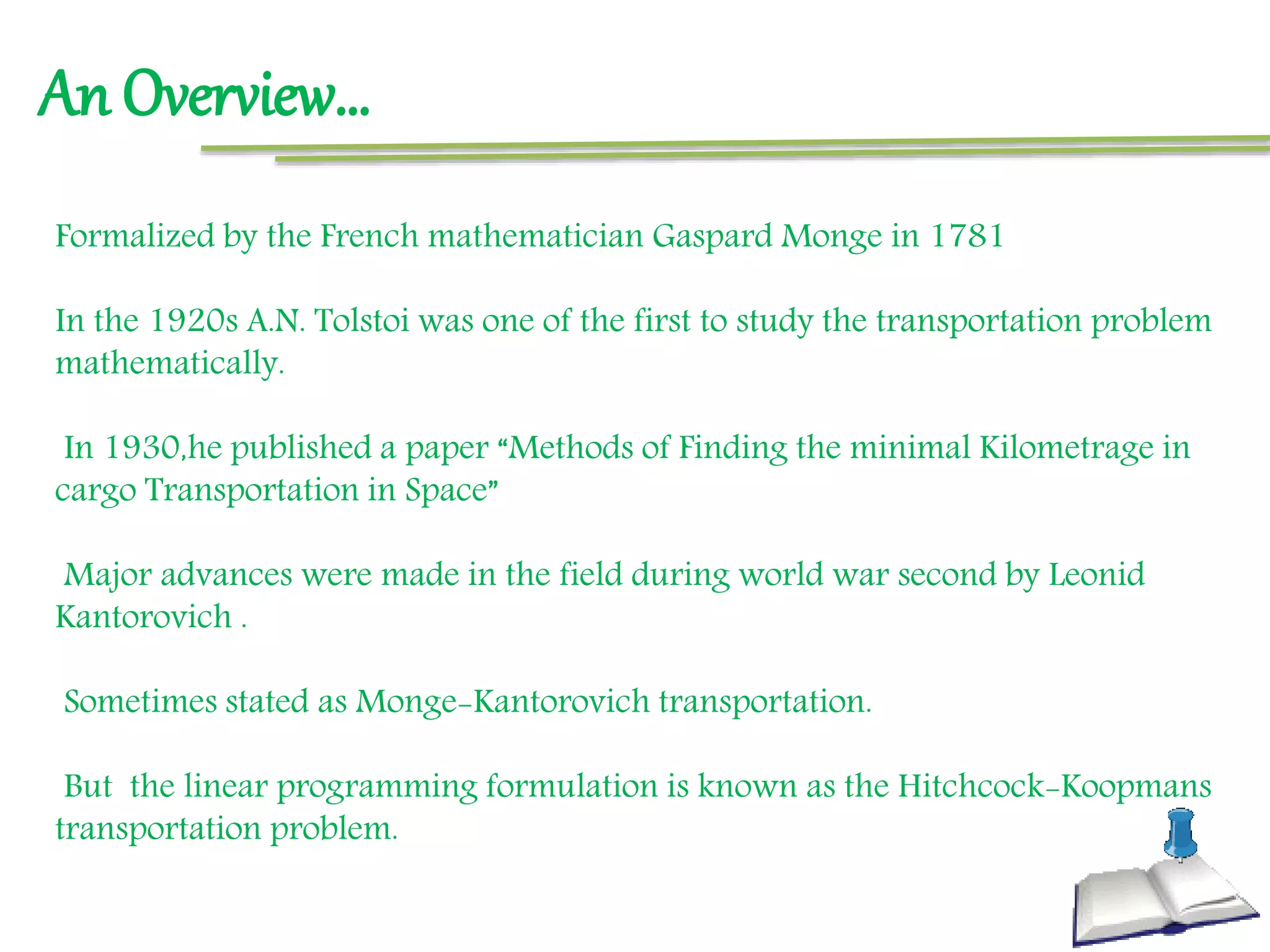 Transportation Problem In Linear Programming | PPTX