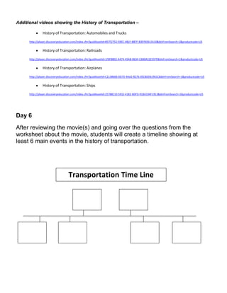 transportation unit lesson plans