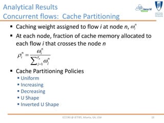 Analytical Results
Concurrent flows: Cache Partitioning
   Caching weight assigned to flow i at node n, in
   At each n...