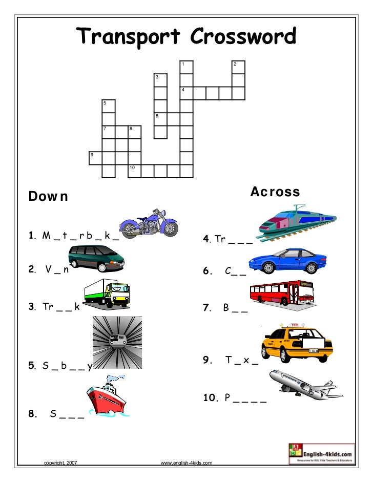 Transport Crossword Transport Crossword