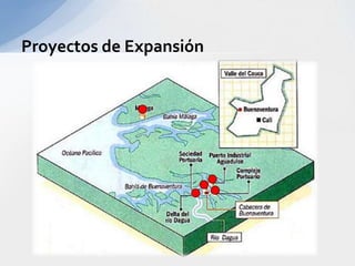 Estado ActualContemplado en el Plan de Desarrollo del actual gobierno y hace parte del documento CONPES, PLAN DE EXPANSIÓN PORTUARIA 2005-2006: ESTRATEGIAS PARA LA COMPETITIVIDAD DEL SECTOR PORTUARIO, de marzo de 2005.Evaluación de las vías de acceso:Por Antioquia: Medellín-Ciudad Bolívar-La Mansa-Quibdo-Nuquí.Por Risaralda: Pereira-Pueblo Rico-Santa Cecilia-Tadó-Nuquí.Interés de países Asiáticos como: Corea del Sur, Japón y la China,