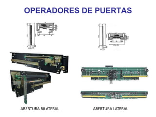 OPERADORES DE PUERTAS
ABERTURA BILATERAL ABERTURA LATERAL
 