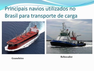 Principais navios utilizados no
Brasil para transporte de carga
Graneleiro
Rebocador
 