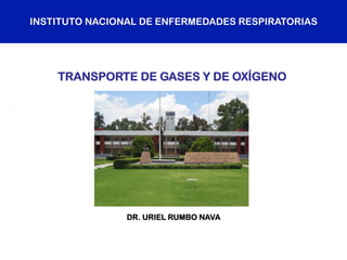 INSTITUTO NACIONAL DE ENFERMEDADES RESPIRATORIAS
DR. URIEL RUMBO NAVA
TRANSPORTE DE GASES Y DE OXÍGENO
 