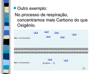 Outro exemplo: No processo de respiração, concentramos mais Carbono do que Oxigênio.  