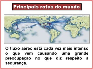 Principais rotas do mundo
O fluxo aéreo está cada vez mais intenso
o que vem causando uma grande
preocupação no que diz respeito a
segurança.
 
