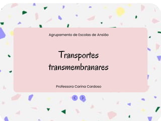 Transportes
transmembranares
Professora Carina Cardoso
Agrupamento de Escolas de Ansião
 