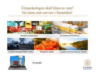 Förpackningen skall klara av mer!
Ge ännu mer service i framtiden!

E-handel

 