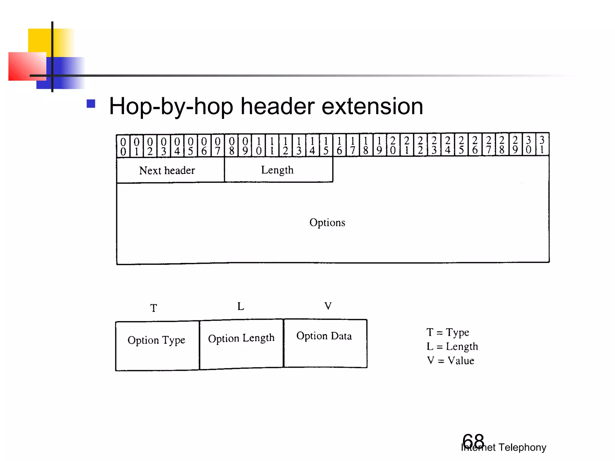 

Hop-by-hop header extension

68

Internet Telephony

 