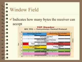 Window Field Indicates how many bytes the receiver can accept 