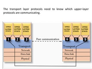 The transport layer protocols need to know which upper-layer
protocols are communicating.
 
