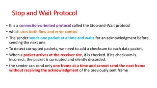 Transport layer protocols : Simple Protocol , Stop and Wait Protocol ...