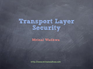 Transport Layer
   Security
   Mrinal Wadhwa




   http://www.mrinalwadhwa.com
 