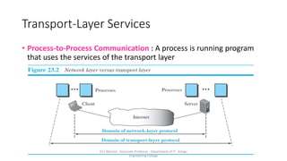 Transport-Layer Services
• Process-to-Process Communication : A process is running program
that uses the services of the transport layer
Dr.T.Abirami , Associate Professor , Department of IT , Kongu
Engineering College
 