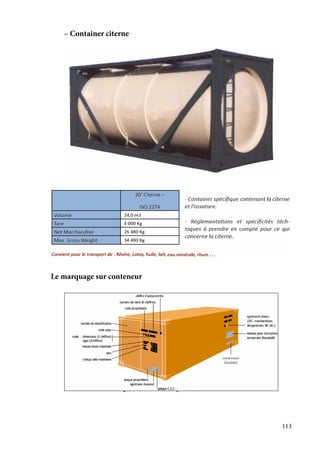 113
– Container citerne
Le marquage sur conteneur
 