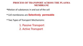 Transport of material across the cell membrane