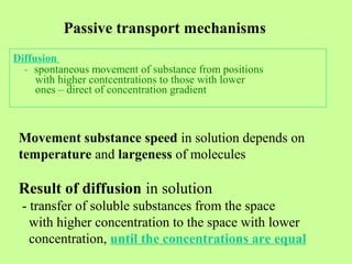 The properties of biological fluids and features of transport through ...