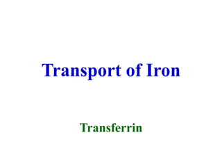 Transport of Iron
Transferrin
 