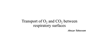 Transport of O2 and CO2 between
respiratory surfaces
Abuzar Tabassum
 