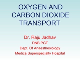 OXYGEN AND
CARBON DIOXIDE
TRANSPORT
Dr. Raju Jadhav
DNB PGT
Dept. Of Anaesthesiology
Medica Superspecialty Hospital
 