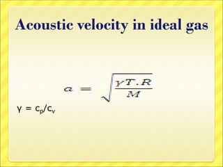 Acoustic velocity in ideal gas
γ = cp/cv
 