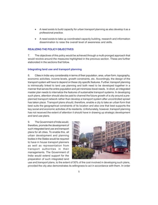 National Urban Transport Policy | PDF