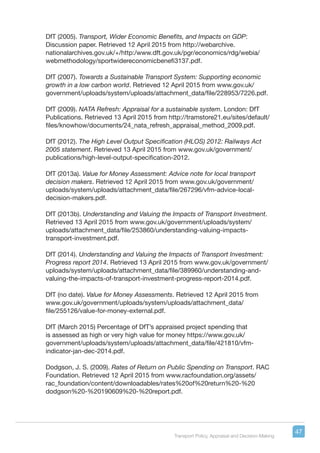 Transport policy appraisal and decision making | PDF