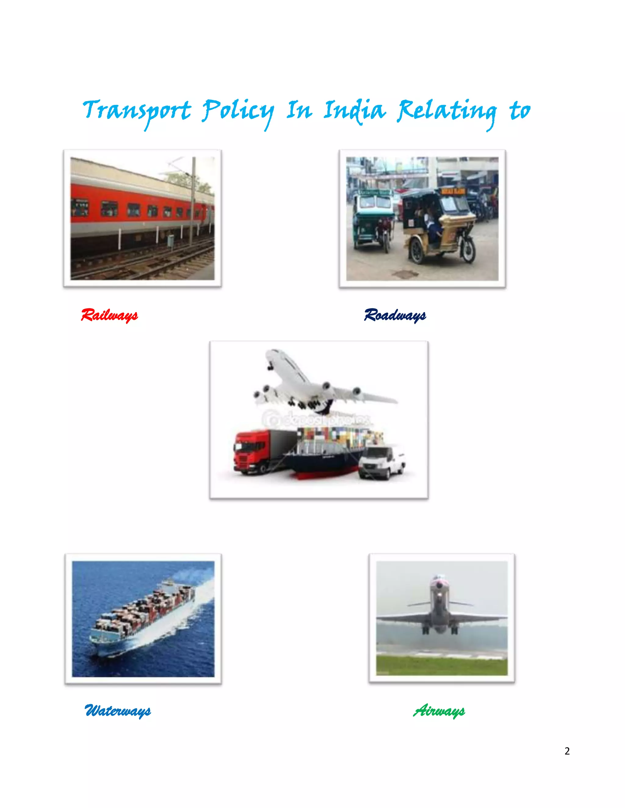 Transport policy in india | DOCX