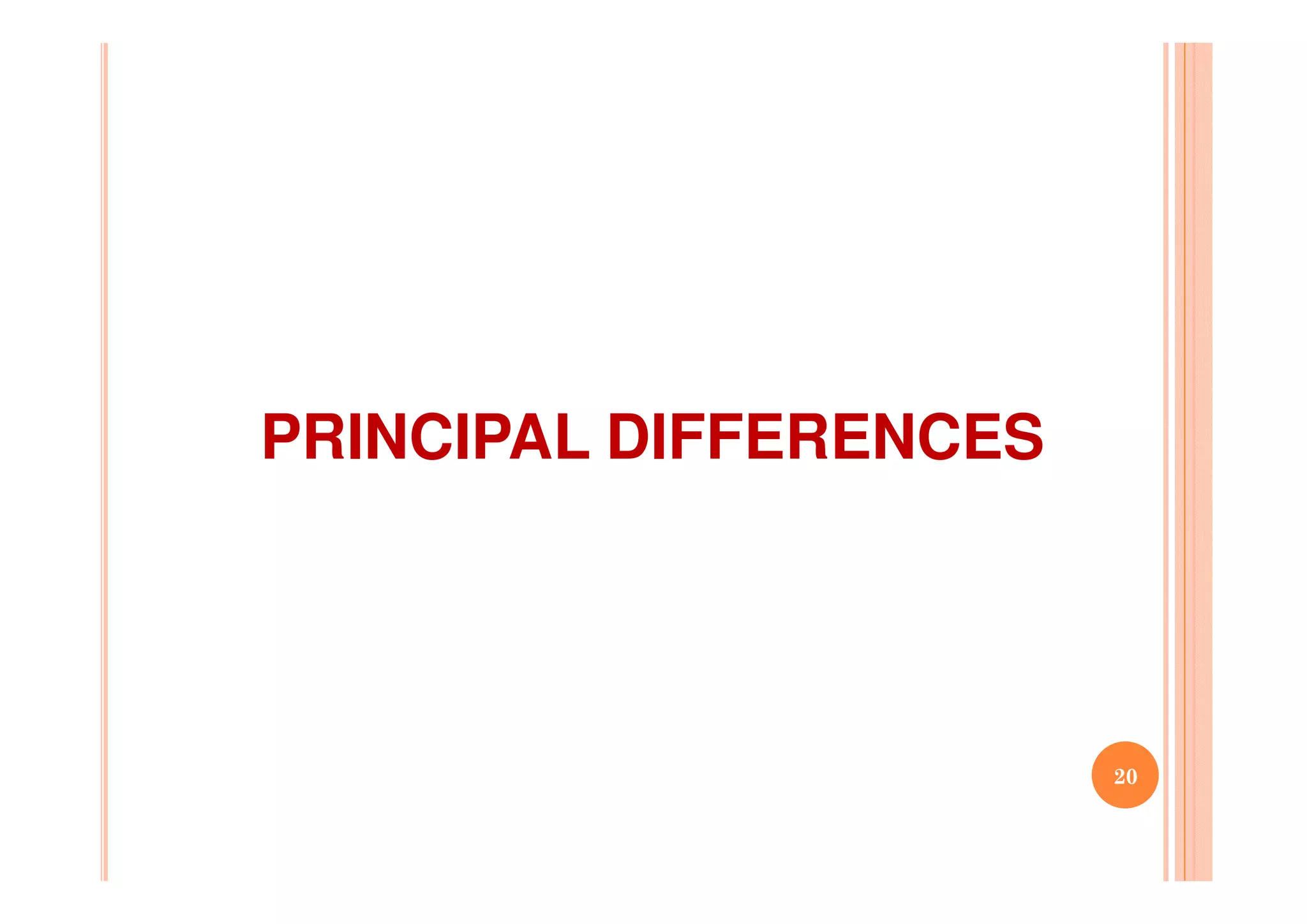 PRINCIPAL DIFFERENCES
20
 