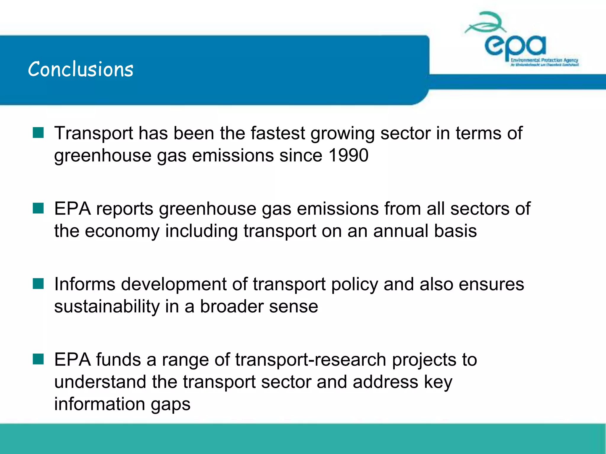 EPA: Greenhouse Gas Emissions and the Transport Sector - Laura Burke | PPTX