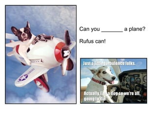 Can you _______ a plane?
Rufus can!
 