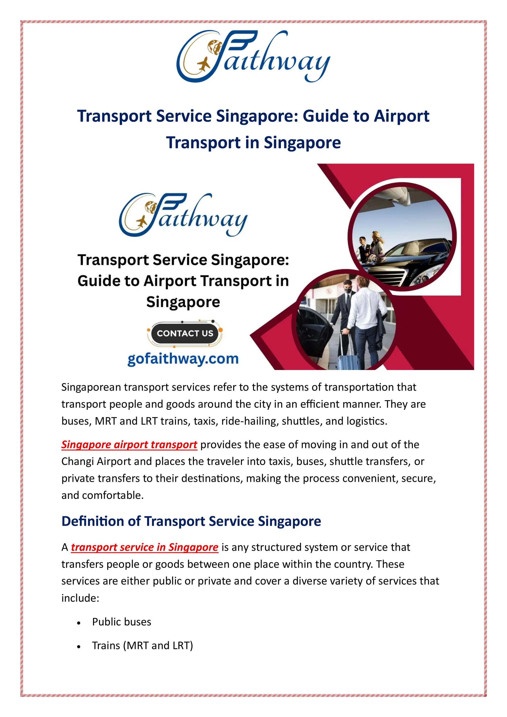 Transport Service Singapore: Guide to Airport Transport in Singapore | PDF