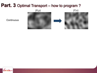 Part. 3 Optimal Transport – how to program ?
Continuous
(X;μ) (Y;ν)
 