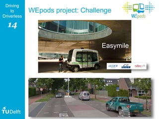 14
Driving
to
Driverless
WEpods project: Challenge
Easymile
 