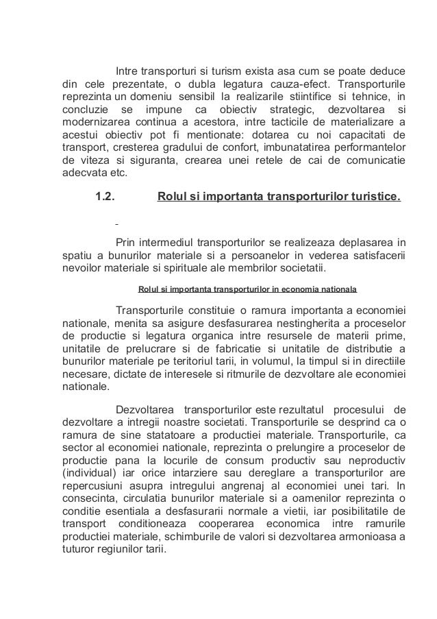 Importanta transporturilor