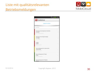 Liste mit qualitätsrelevanten
Betriebsmeldungen

01/2/2014

Copyright Appear, 2012

30

 