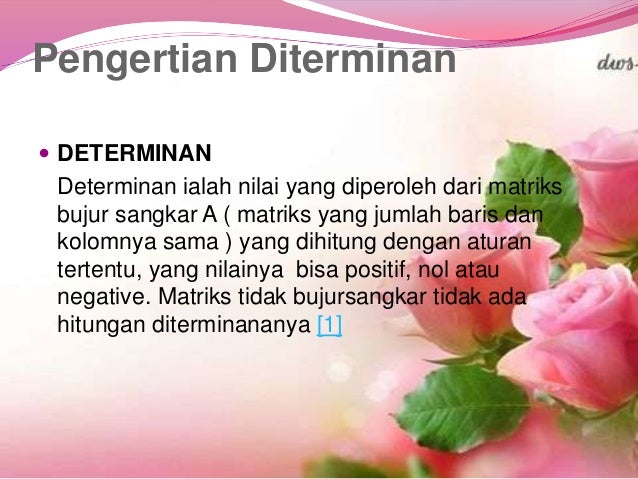 Transpose matriks dan diterminan matriks