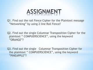 Transposition cipher techniques | PPTX