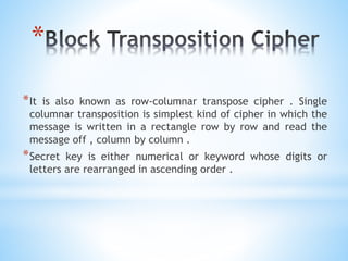 Transposition cipher techniques | PPT