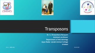 Transposons
Dr. S. Sivasankara Narayani
Assistant professor
Department of Microbiology
Ayya Nadar Janaki Ammal College
sivakasi
06-02-2021
Dr.SS ., MRSB (UK)
 