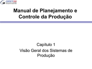 Manual de Planejamento e
Controle da Produção
Capítulo 1
Visão Geral dos Sistemas de
Produção
 