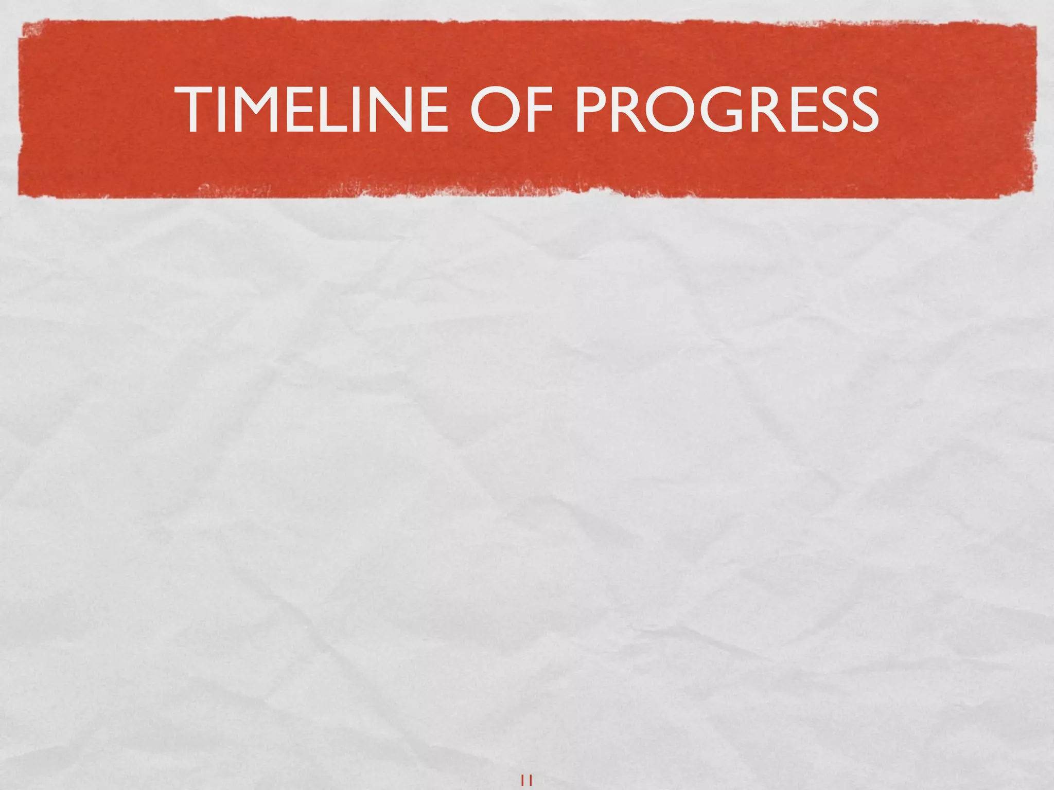 TIMELINE OF PROGRESS




         11
 